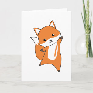 Tarjeta Naranja Kawaii de Fox Forest Animal Foxes