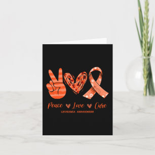 Tarjeta Naranja Leopard Peace Love Cure Leukemia Sensibili