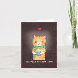 Tarjeta Naranja lindo Tabby Cat Café Tea Lover Valentine
