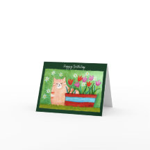 Naranja lindo Tabby Cat en el cumpleaños del amant