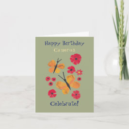 Tarjeta Naranja moderno de mediados del siglo XX Mariposa