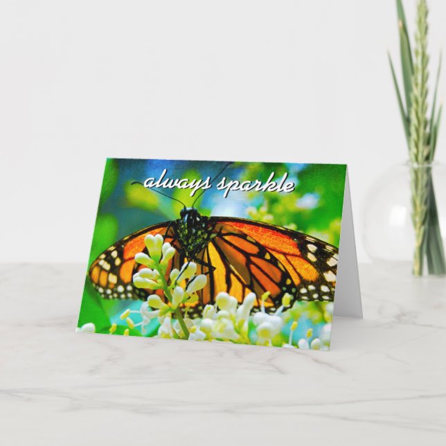 Tarjeta Naranja Monarch Butterfly Photograph Always Sparkl (Anverso)