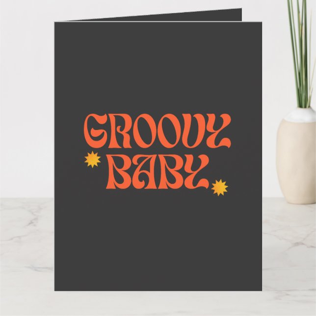 Tarjeta Naranja mostaza de los años 70 Hippie negro Groovy (Anverso)