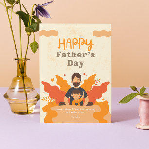 Tarjeta Naranja Padre Moderno E Hijo Feliz Día del Padre