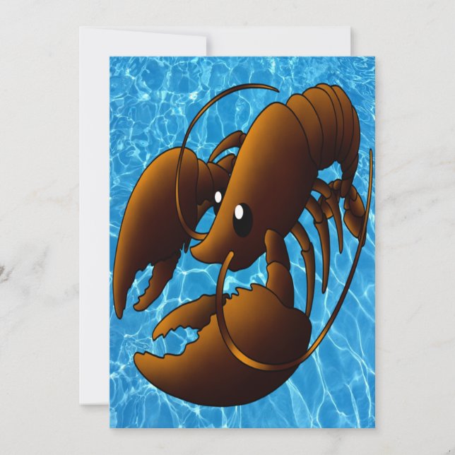 Tarjeta Naranja Personalizado Cute Lobster (Anverso)