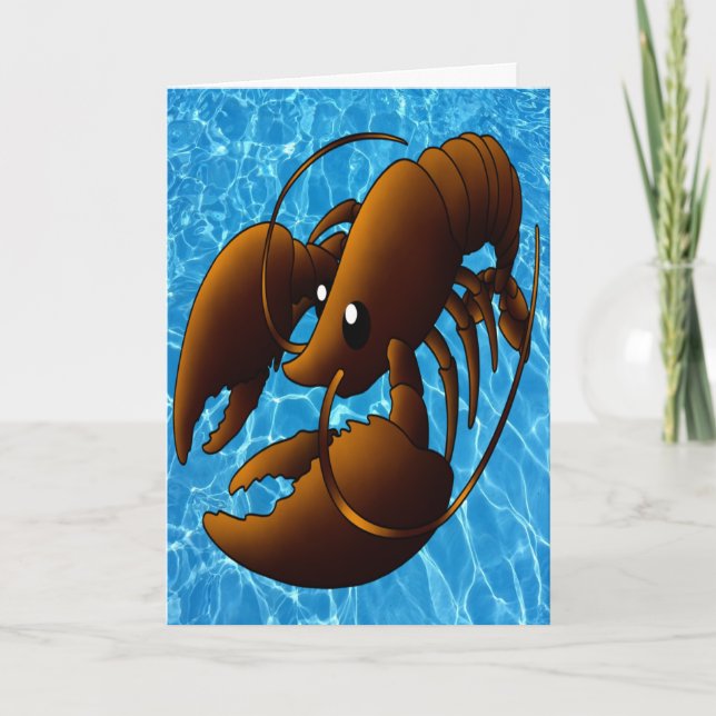 Tarjeta Naranja Personalizado Cute Lobster (Anverso)