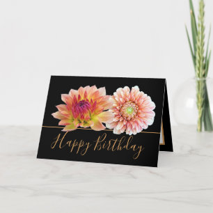 Tarjeta Naranja Red Dahlias Bonito Floral Bouquet Cumpleañ