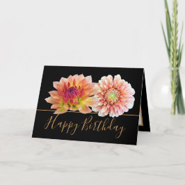 Tarjeta Naranja Red Dahlias Bonito Floral Bouquet Cumpleañ