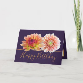 Tarjeta Naranja Red Dahlias Bonito Floral Bouquet Cumpleañ