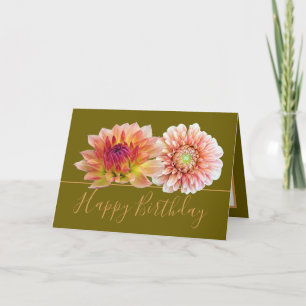 Tarjeta Naranja Red Dahlias Bonito Floral Bouquet Cumpleañ