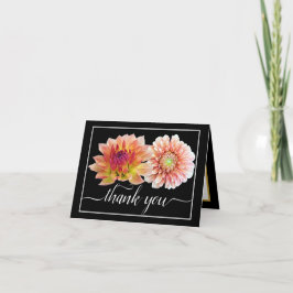 Tarjeta Naranja Red Dahlias Bonito Floral Bouquet Gracias