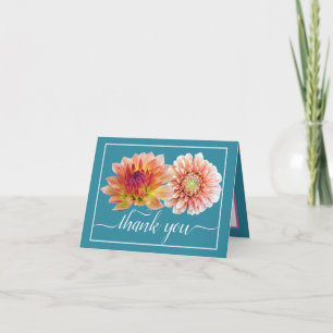 Tarjeta Naranja Red Dahlias Bonito Floral Bouquet Gracias