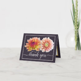 Tarjeta Naranja Red Dahlias Bonito Floral Bouquet Gracias