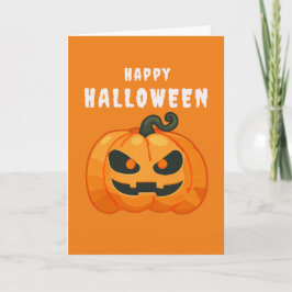 Tarjeta Naranja retro de calabaza de Halloween