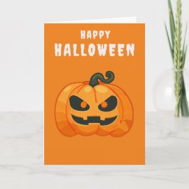 Tarjeta Naranja retro de calabaza de Halloween