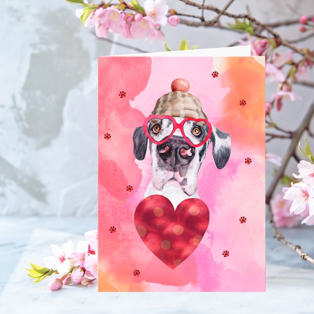 Tarjeta Naranja Rosa Gran Perro El día de San Valentín Dan (Subido por el creador)