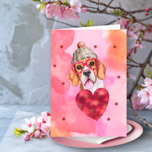 Tarjeta Naranja rosado Beagle El día de San Valentín Dog