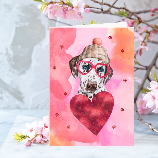 Tarjeta Naranja rosado Dalmatian El día de San Valentín Do (Subido por el creador)