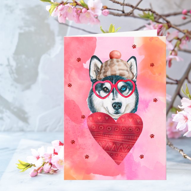 Tarjeta Naranja rosado Husky El día de San Valentín perro  (Subido por el creador)