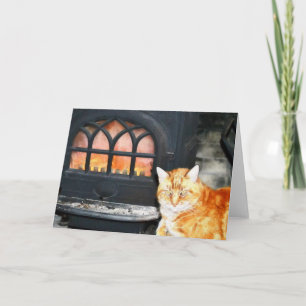 Tarjeta Naranja Tabby Cat By Fire Note Card
