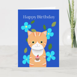 Tarjeta Naranja tabby Cat con quequitos lindo gato cumplea