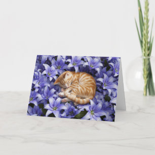 Tarjeta Naranja Tabby y Lilies