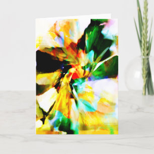 Tarjeta Naranja verde amarillo Aqua Abstracto Flor de fant