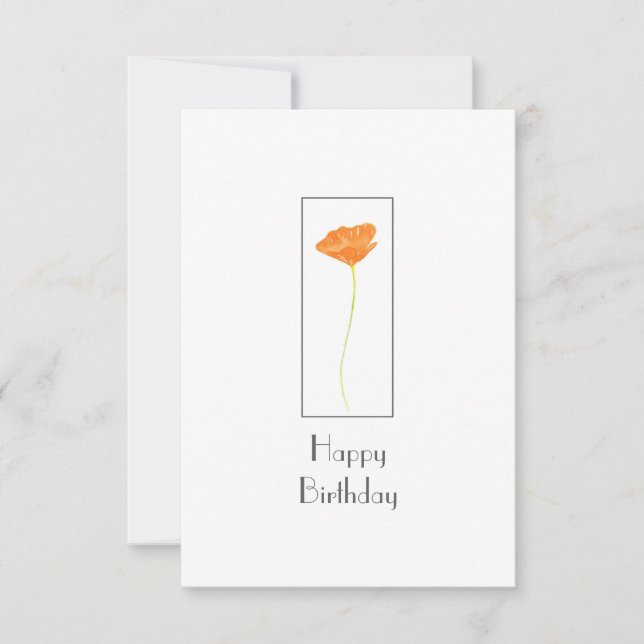 Tarjeta Naranja Watercolor California Poppy (Anverso)
