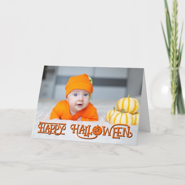Tarjeta Naranja y Black Happy Halloween (Anverso)
