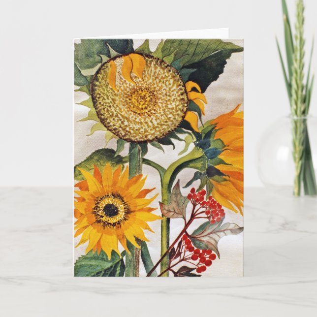 Tarjeta Naranja Yellow Seeding Sunflower Art (Anverso)