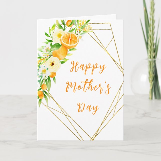 Tarjeta Naranjas Cítricos Feliz Día de la Madre (Anverso)