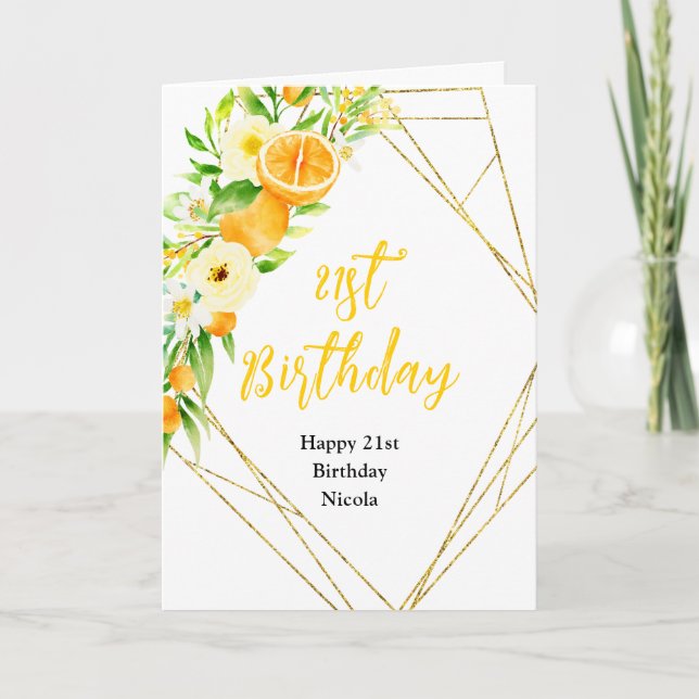 Tarjeta Naranjas Cumpleaños Citrus (Anverso)