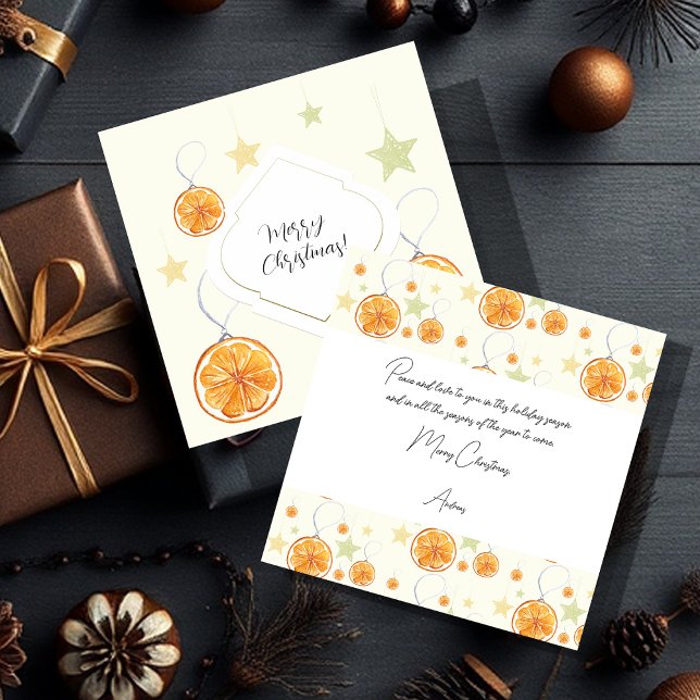 Tarjeta Naranjas y estrellas elegantes de estilo moderno e (Subido por el creador)