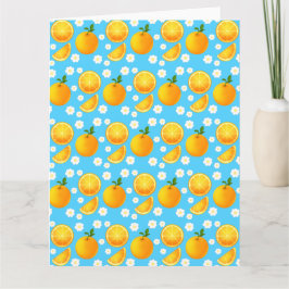 Tarjeta Naranjas y flores blancas