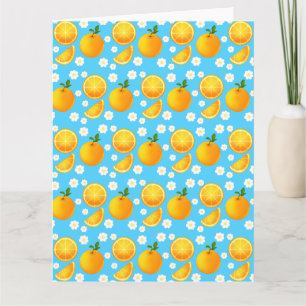 Tarjeta Naranjas y flores blancas