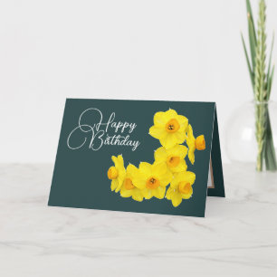 Tarjeta Narciso Amarillo Botánico Primavera Moderno Cumple
