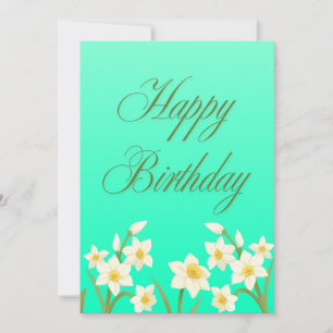 Tarjeta Narciso Flor de Cumpleaños de Marzo en Aguamarina