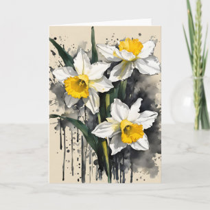 Tarjeta Narciso - Flores de acuarela