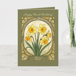 Tarjeta Narciso Radiante La Flor de Cumpleaños de Marzo