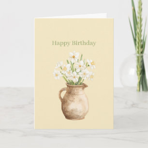 Tarjeta Narcisos Amarillos Blancos Cumpleaños Floral