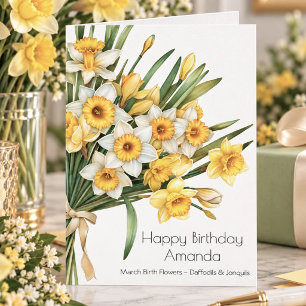 Tarjeta Narcisos Flor de Cumpleaños de Marzo Feliz Cumplea
