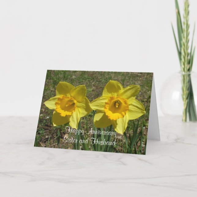 Tarjeta Narcisos para la hermana y el Marido-Aniversario (Anverso)