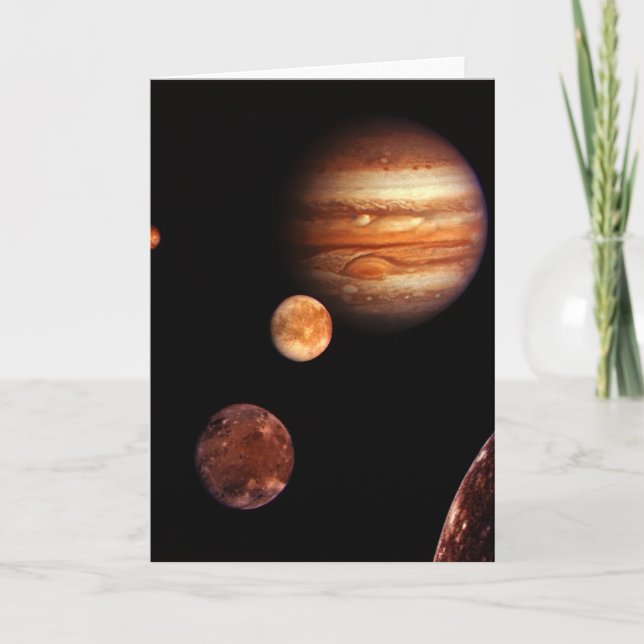 Tarjeta NASA de los satélites galileos de Júpiter (Anverso)