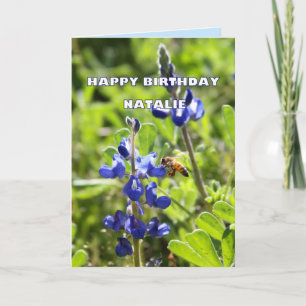 Tarjeta Natalie Texas Bluebonnet Feliz cumpleaños