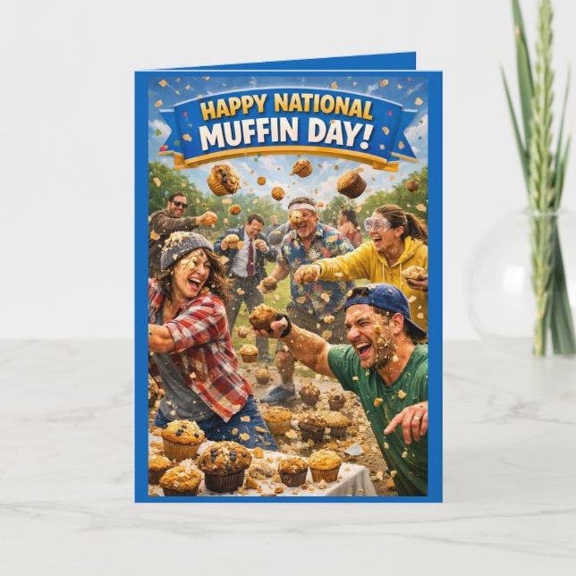 Tarjeta National Muffin Day Greeting Card, Muffin Fight!  (Anverso)