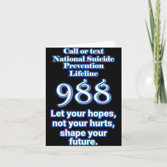 Tarjeta National Suicide Prevention Lifeline 988 Let Your  (Anverso)