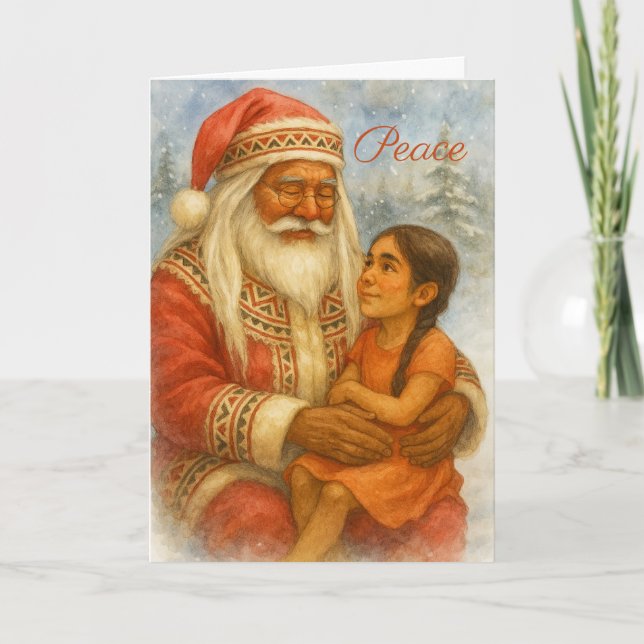 Tarjeta Native American Santa Christmas Card (Anverso)