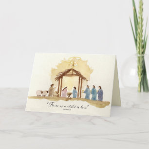 Tarjeta Natividad de Navidad Escritura Isaías Belén