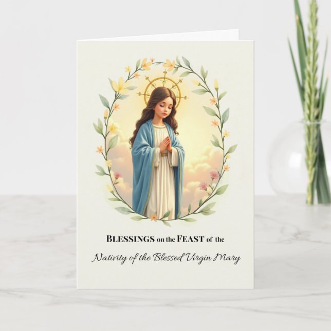 Tarjeta Natividad del bendito Día de la Festividad Virgen  (Anverso)