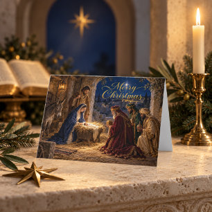Tarjeta Natividad elegante de los Tres Reyes Magos Navidad
